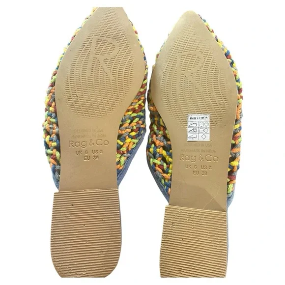 Rag & Co [MELANIE] Multi Colored Tassel Woven Flat Mule - Picture 4 of 5